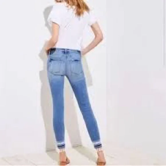 LOFT Tassel Hem Embroidered Boho Modern Skinny Ankle Jeans Size 27 / 4 - Picture 13 of 14